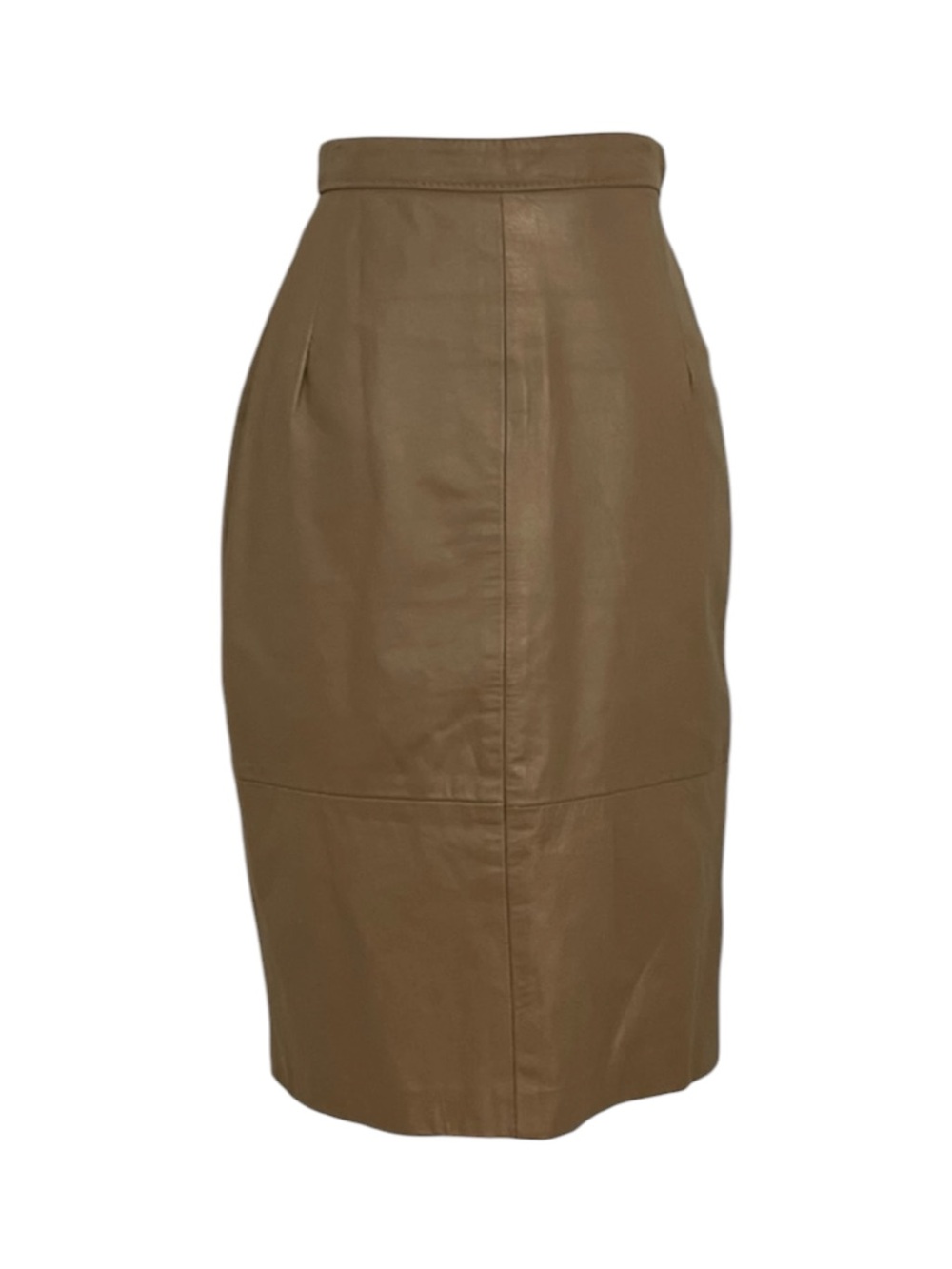 Vintage Leather Pencil Skirt Tan XS Knee‎ Length Chic Edgy Boho Western Rocker